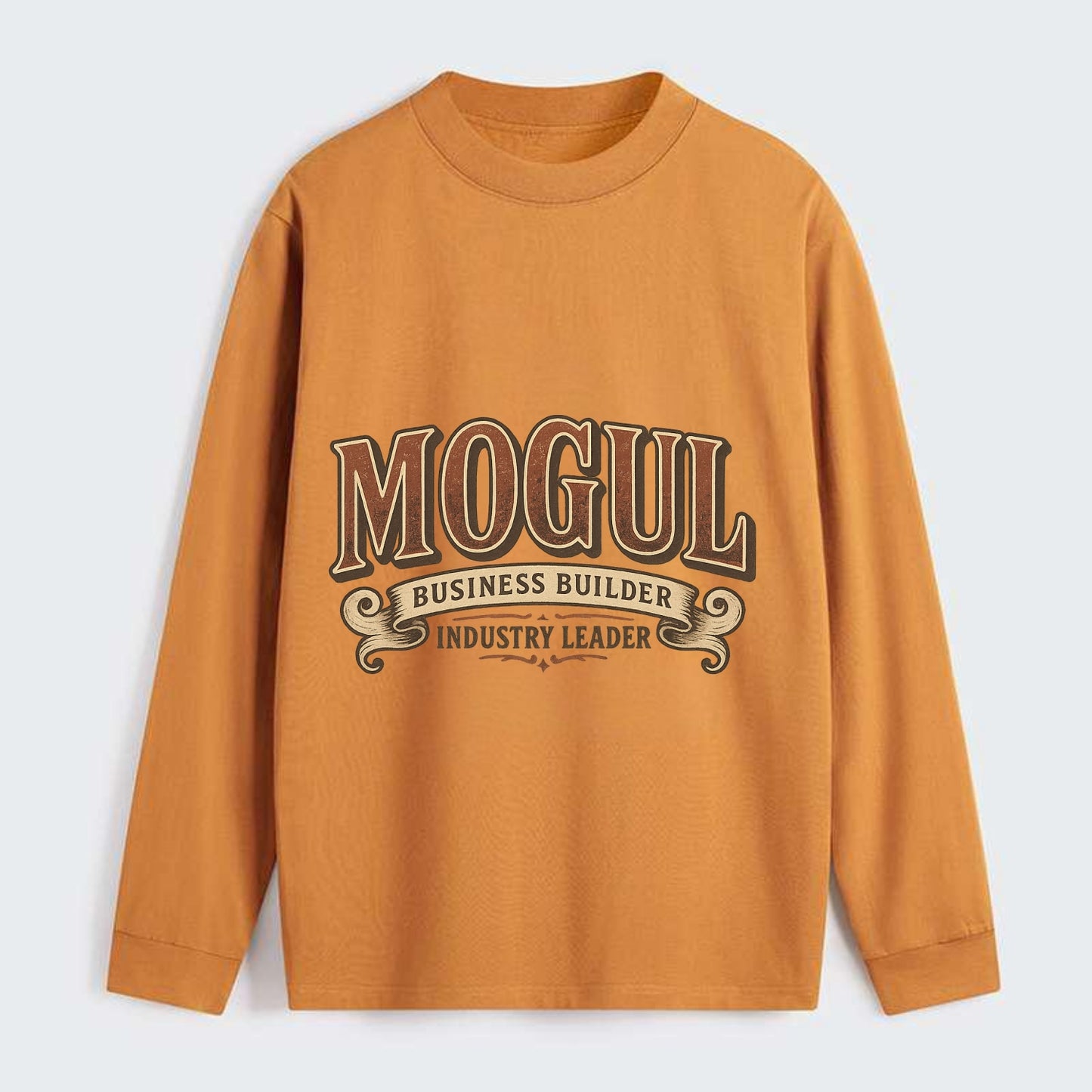 Bold typography design - "MOGUL" - business builder, industry leader - Classic Long Sleeve Shirt - Orange