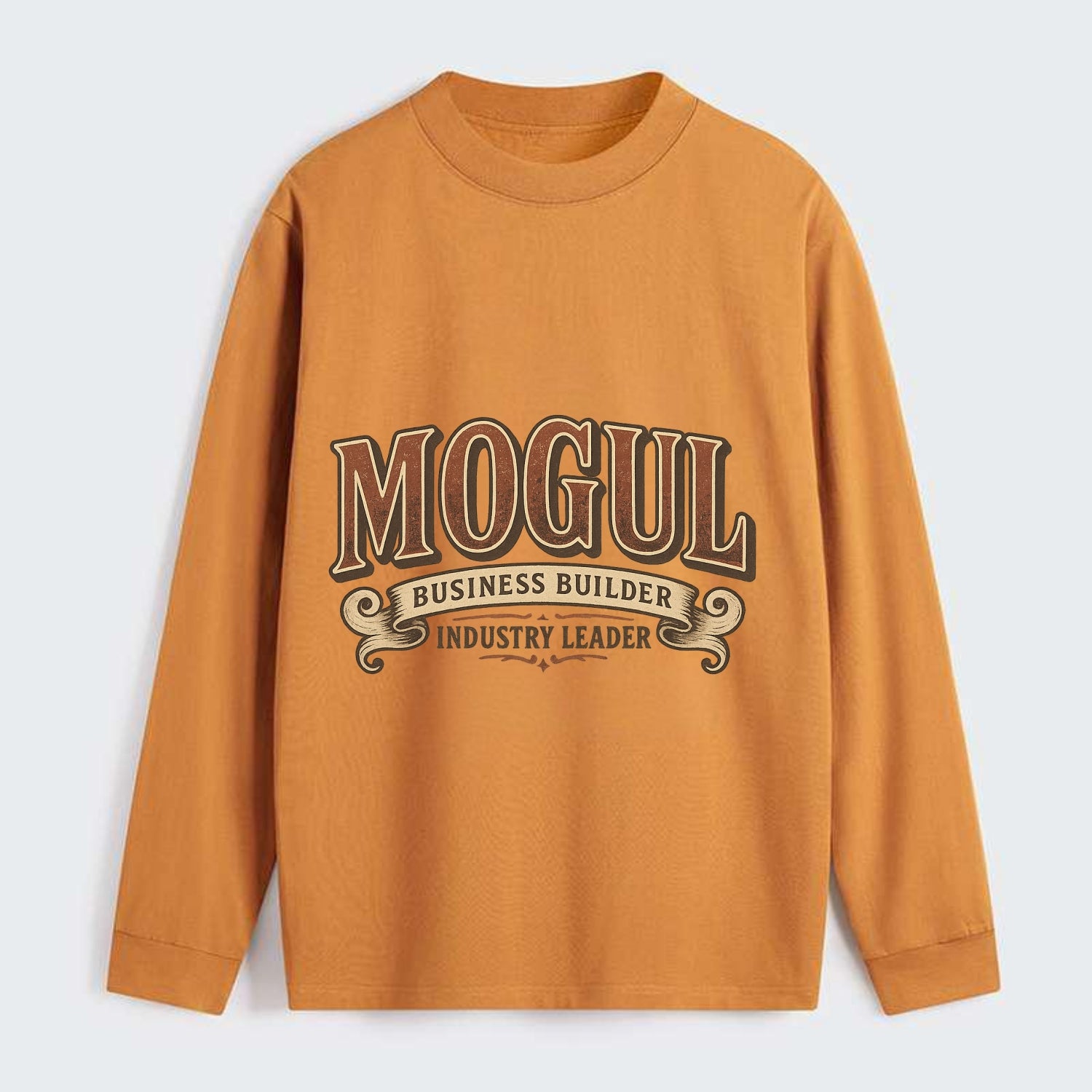 Bold typography design - "MOGUL" - business builder, industry leader - Classic Long Sleeve Shirt - Orange