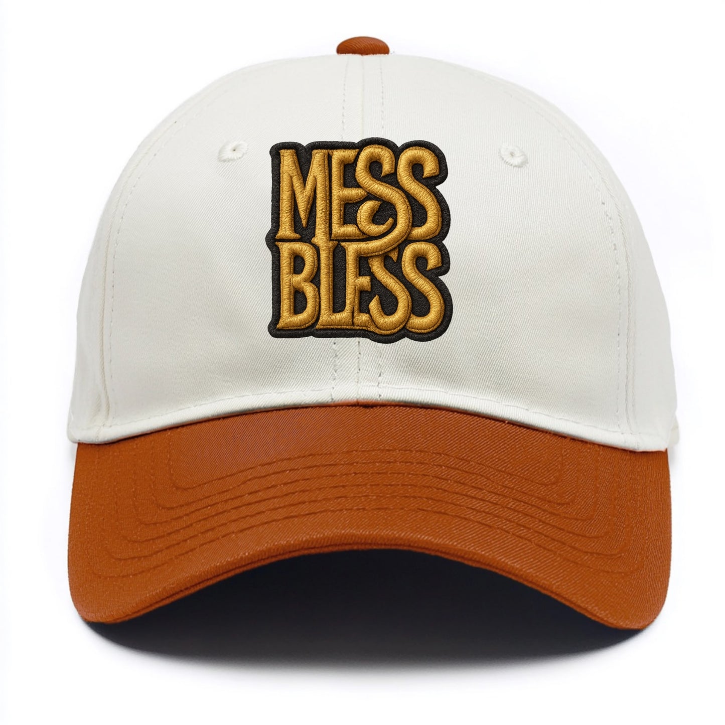 MESS;BLESS UP Gold Metallic Visor - Two Tone Cap - Orange