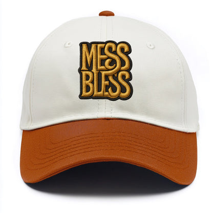 MESS;BLESS UP Gold Metallic Visor - Two Tone Cap - Orange