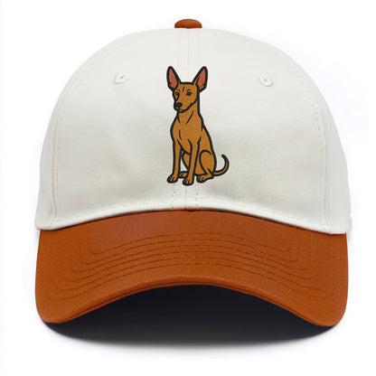 Pharaoh Hound - Tan colored embroidered pose - Two Tone Cap - Orange