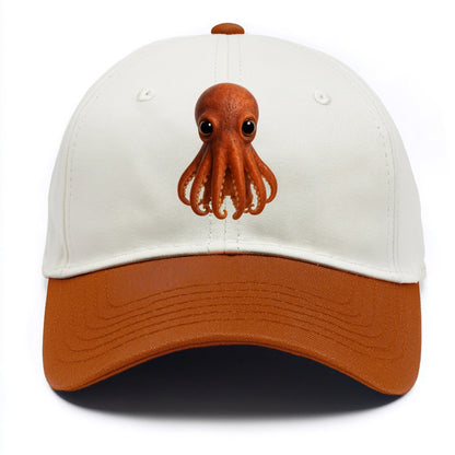 Baby Giant Pacific Octopus - reddish, smaller tentacles, expressive eyes, - Two Tone Cap - Orange
