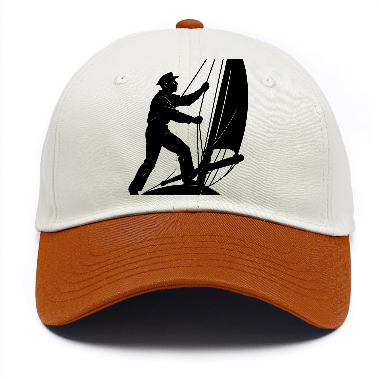 Sailor adjusting the boom on a sailboat - Two Tone Cap - Orange