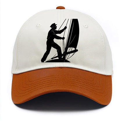 Sailor adjusting the boom on a sailboat - Two Tone Cap - Orange