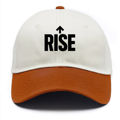 Bold typography design - "RISE" - getting up, ascending, elevating - Two Tone Cap - Orange