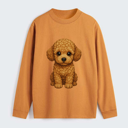 Baby Poodle Puppy - curly fluffy coat, intelligent eyes, elegant snout, - Classic Long Sleeve Shirt - Orange