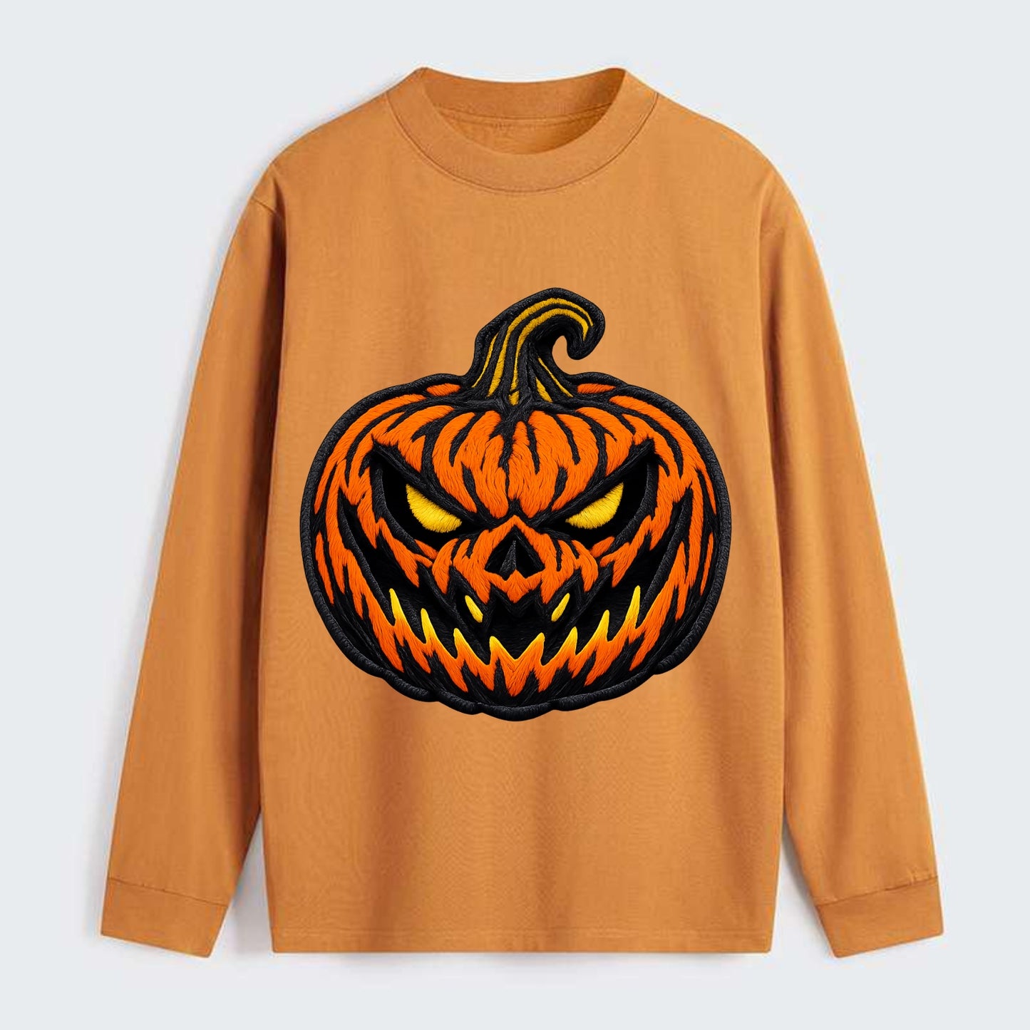HALLOWEEN PUMPKIN - jack o lantern in orange and black , spooky - Classic Long Sleeve Shirt - Orange