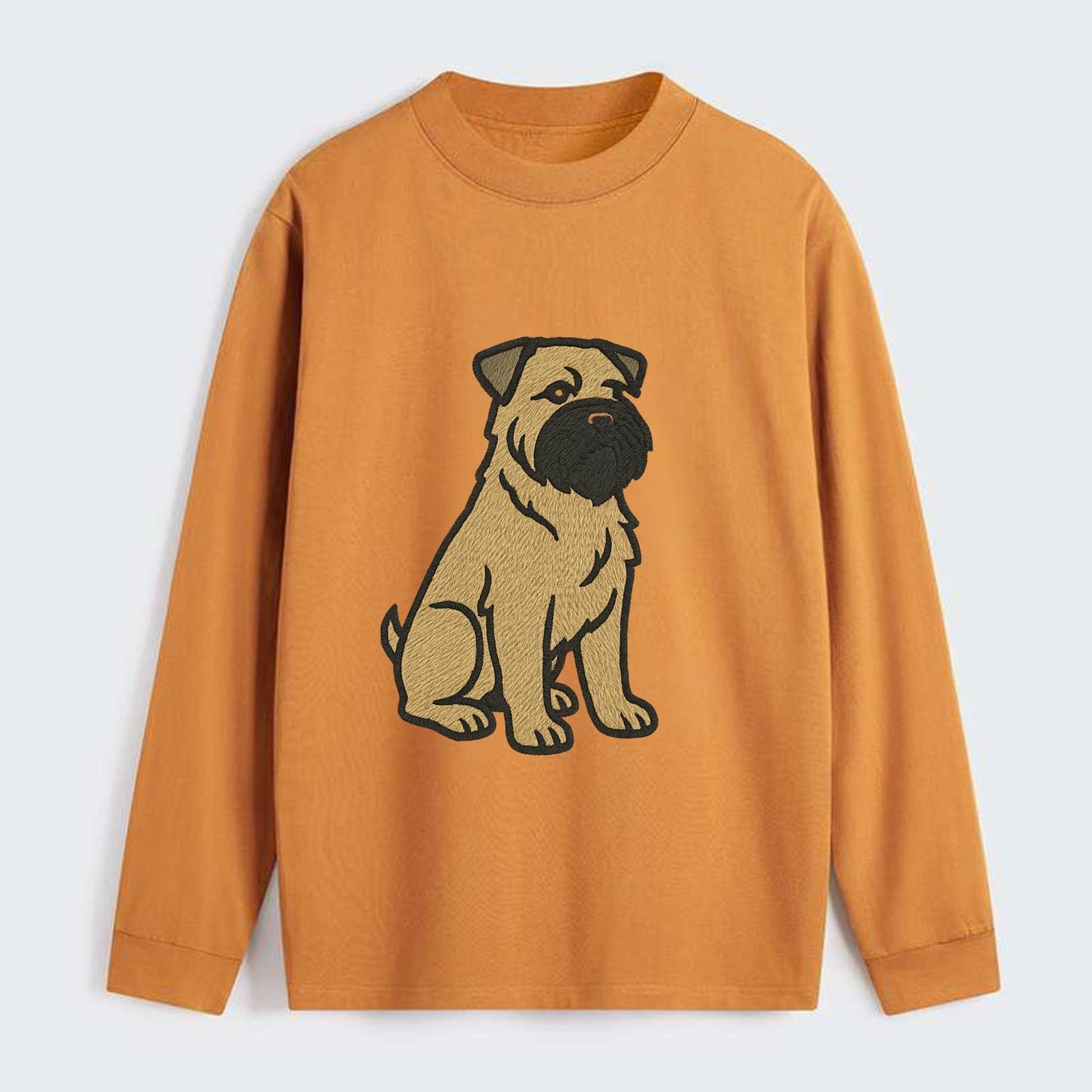 Bouvier des Flandres - Fawn rough coat embroidered design - Classic Long Sleeve Shirt - Orange