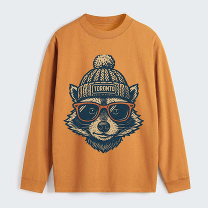 Toronto Raccoon wearing Toronto beanie w - Classic Long Sleeve Shirt - Orange