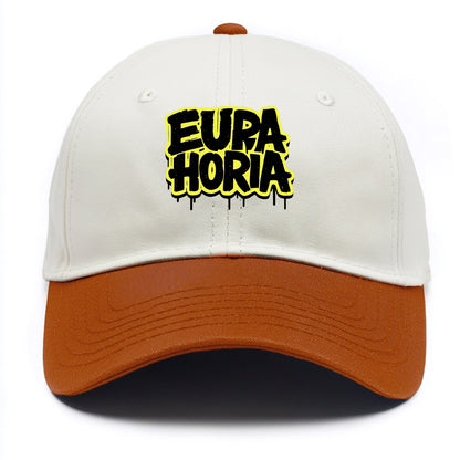 Bold typography design - "EUPHORIA" - intense happiness, ecstasy - Two Tone Cap - Orange