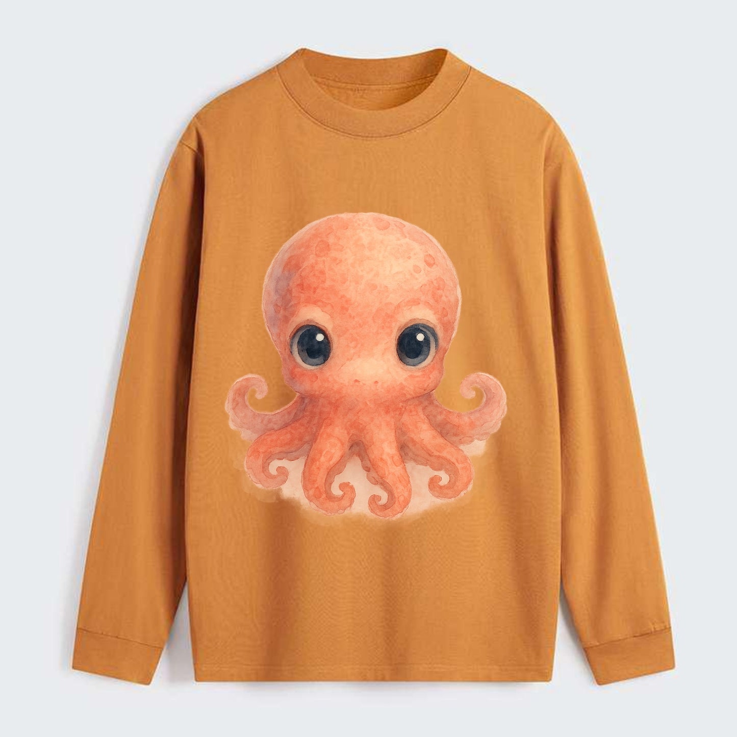 Baby Octopus - red-orange, eight tiny tentacles curled, large - Classic Long Sleeve Shirt - Orange