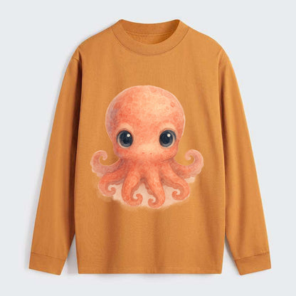Baby Octopus - red-orange, eight tiny tentacles curled, large - Classic Long Sleeve Shirt - Orange