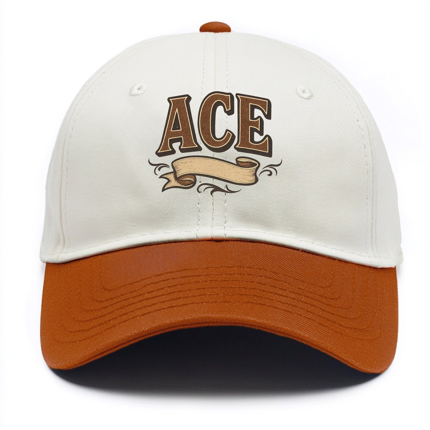 Bold typography design - "ACE" - expert, the best at something - Two Tone Cap - Orange
