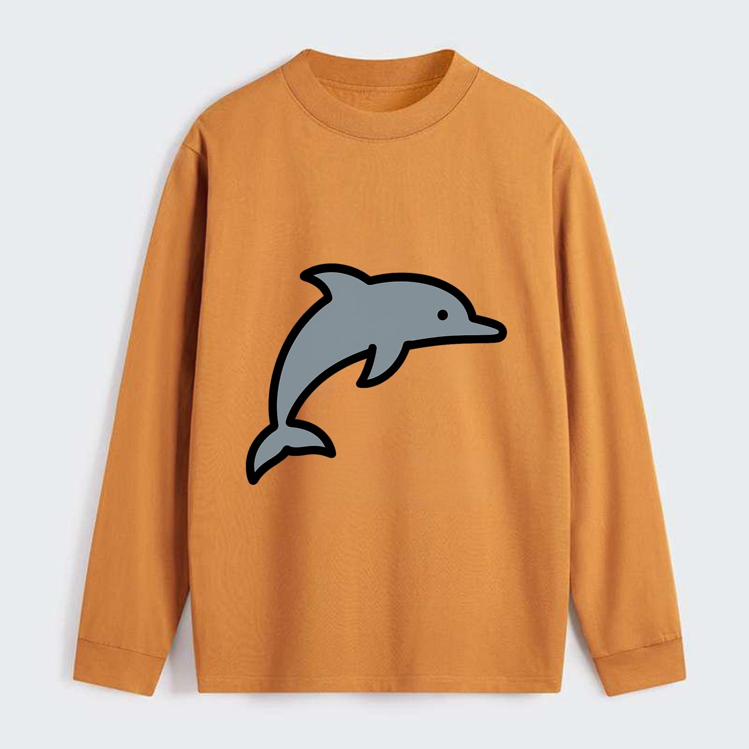Bottlenose Dolphin - Gray jumping pose flat side profile - Classic Long Sleeve Shirt - Orange