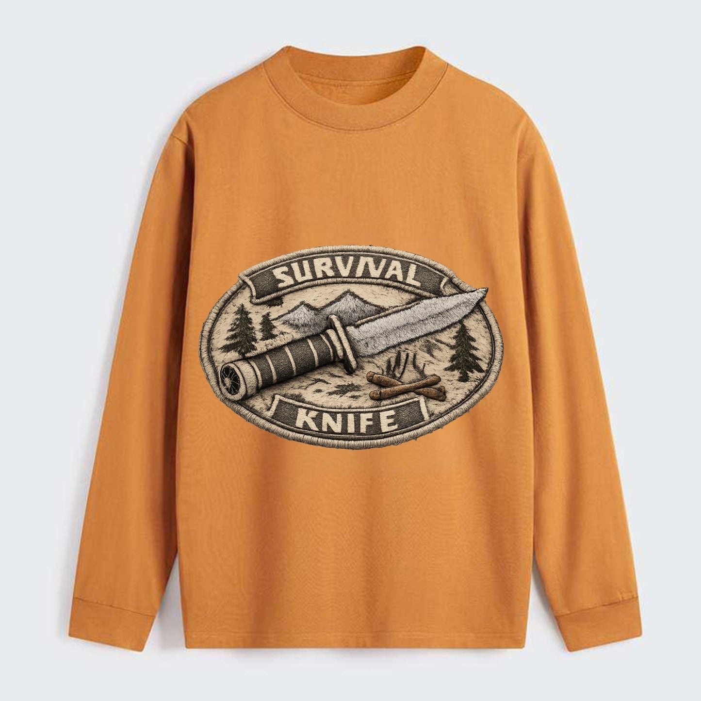 SURVIVAL KNIFE - fixed blade with compass in silver and black , - Classic Long Sleeve Shirt - Orange