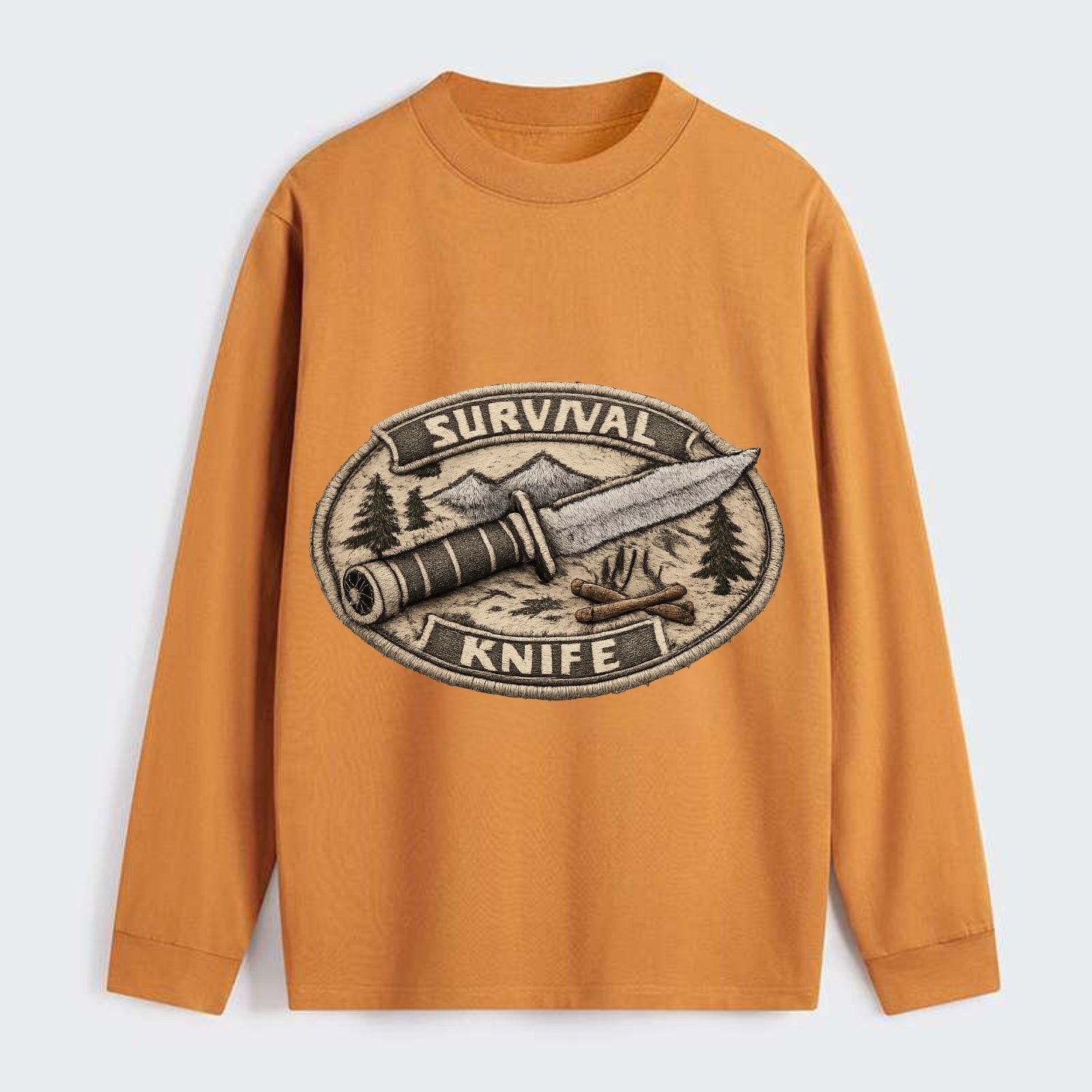 SURVIVAL KNIFE - fixed blade with compass in silver and black , - Classic Long Sleeve Shirt - Orange
