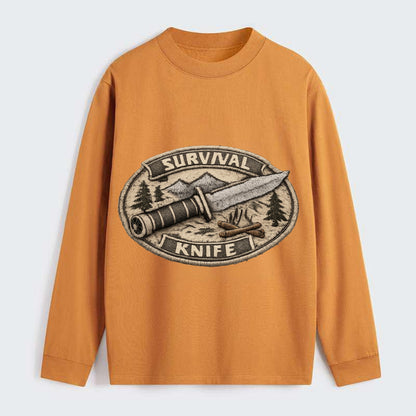 SURVIVAL KNIFE - fixed blade with compass in silver and black , - Classic Long Sleeve Shirt - Orange