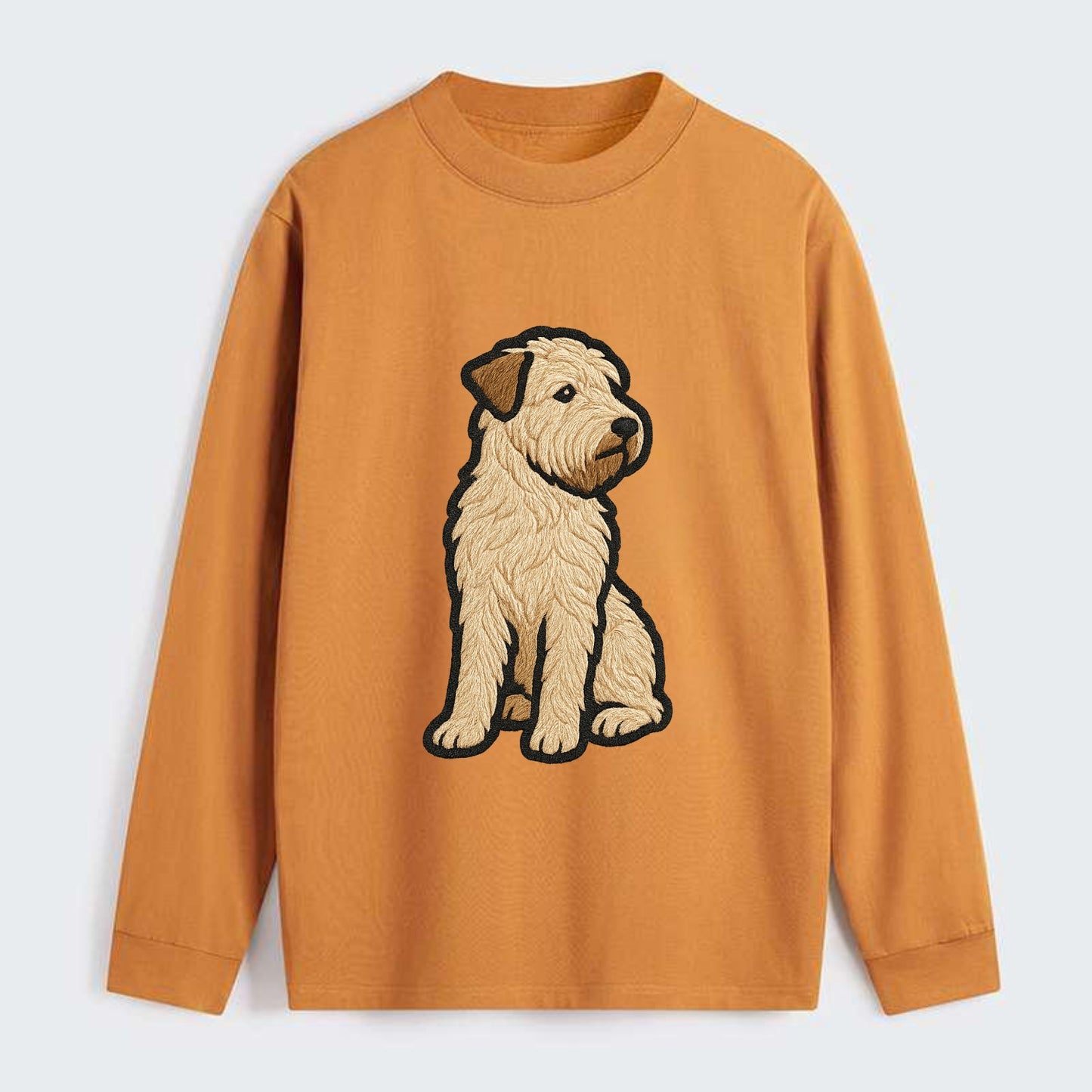 Soft Coated Wheaten Terrier - Light tan flowing coat embroidered pose - Classic Long Sleeve Shirt - Orange