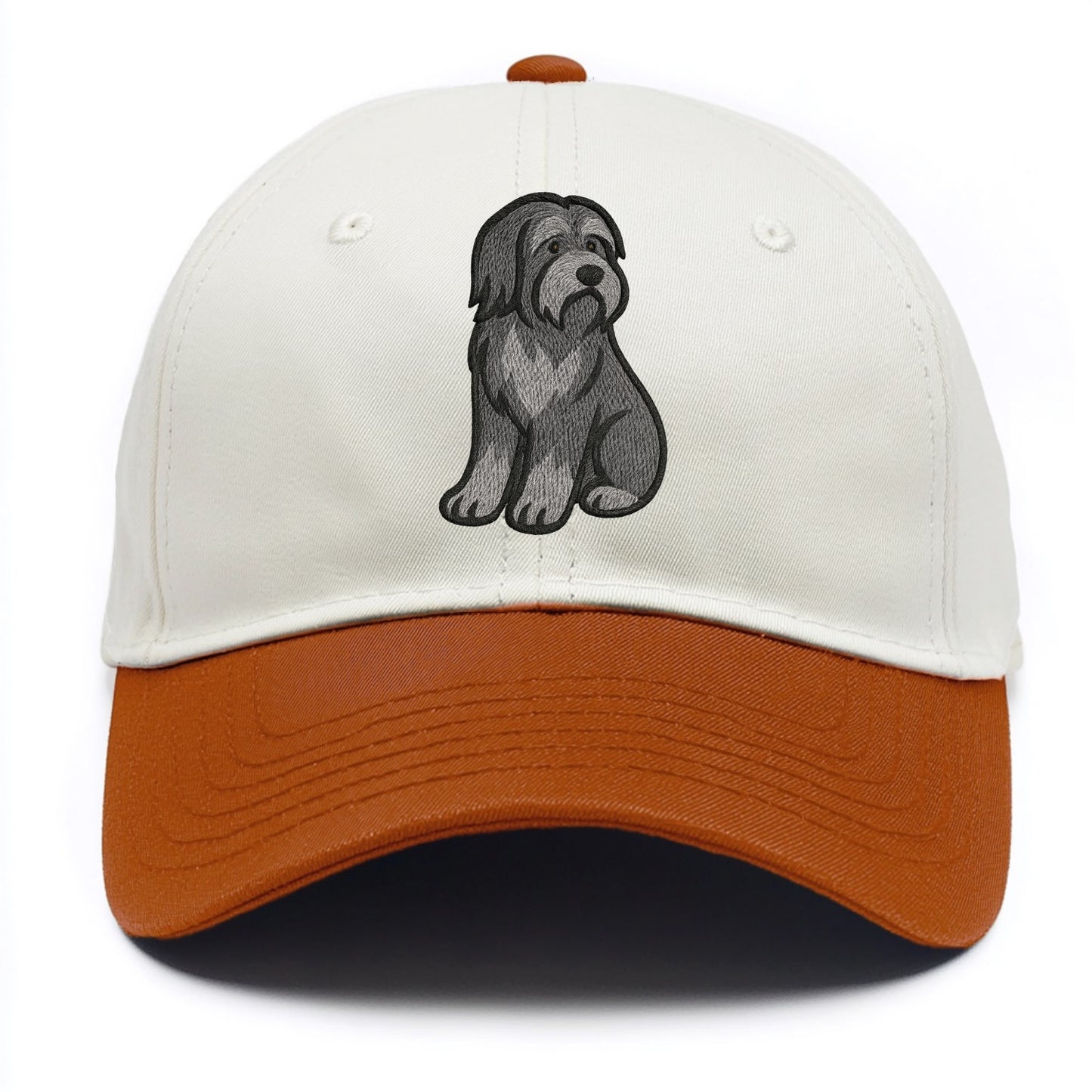 Bearded Collie - Gray shaggy coat embroidered pose - Two Tone Cap - Orange