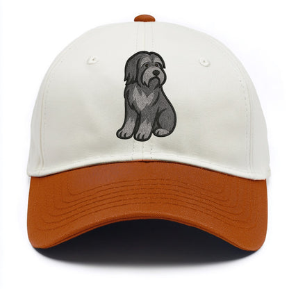 Bearded Collie - Gray shaggy coat embroidered pose - Two Tone Cap - Orange