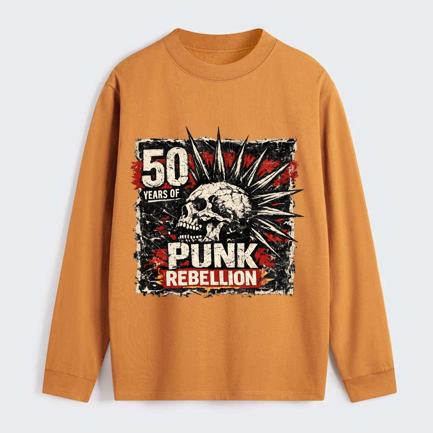 MOHAWK RISING | Spiked hair silhouette | Liberty spikes | Punk identity - Classic Long Sleeve Shirt - Orange