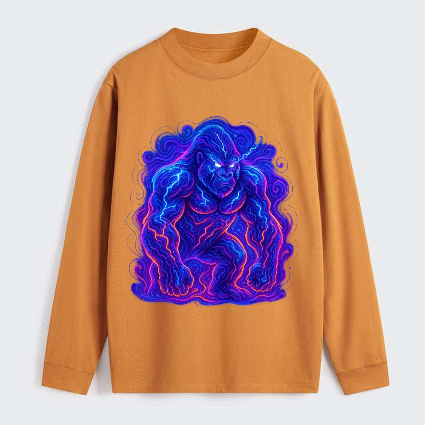 Mighty gorilla with electricity flowing through defined muscles, - Classic Long Sleeve Shirt - Orange