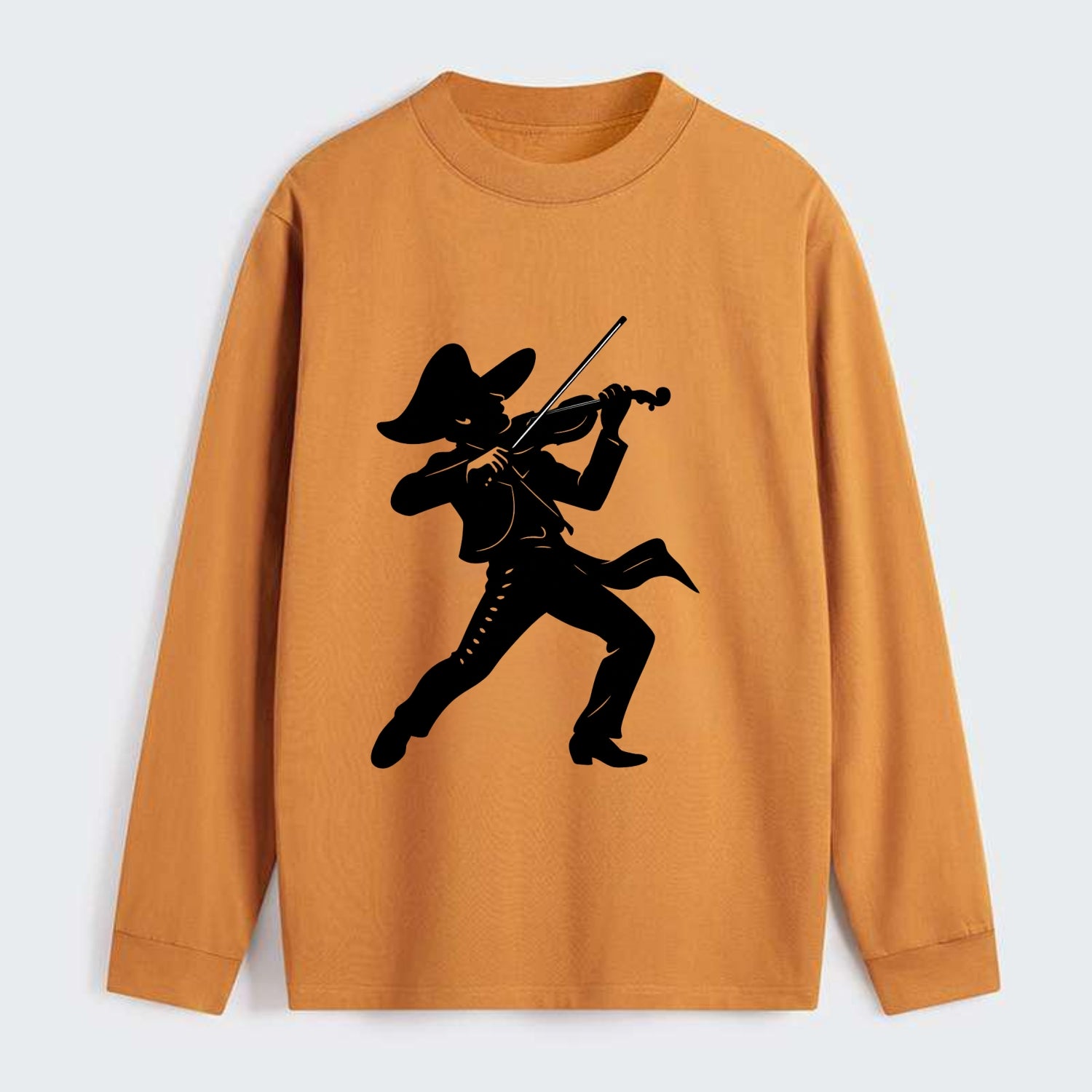Mariachi violinist passionate performance - Classic Long Sleeve Shirt - Orange