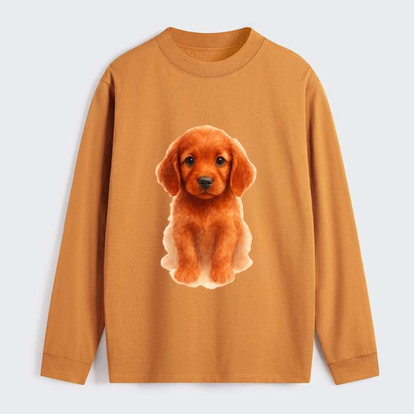 Baby Irish Setter Puppy - mahogany red coat, feathered ears, friendly - Classic Long Sleeve Shirt - Orange
