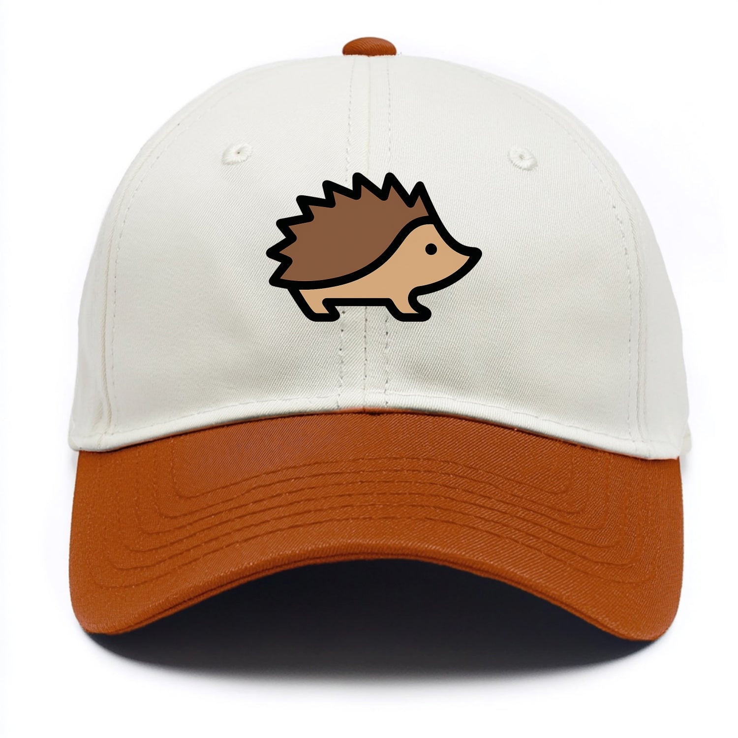 Hedgehog - Brown spiky back flat side profile - Two Tone Cap - Orange