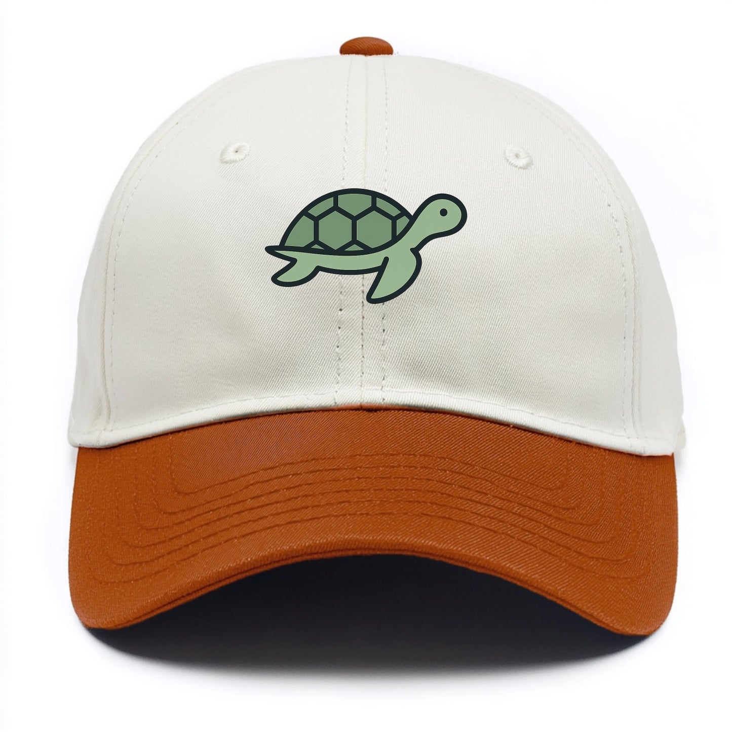 Sea Turtle - Green with shell pattern flat side profile - Two Tone Cap - Orange