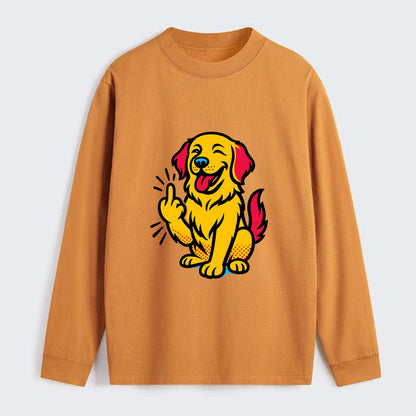 Golden Retriever with happy smile and golden coat, fluffy paw raised - Classic Long Sleeve Shirt - Orange