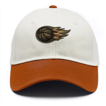 Embroidered patch design - BASKETBALL FLAMING BALL - basketball with flames in - Two Tone Cap - Orange