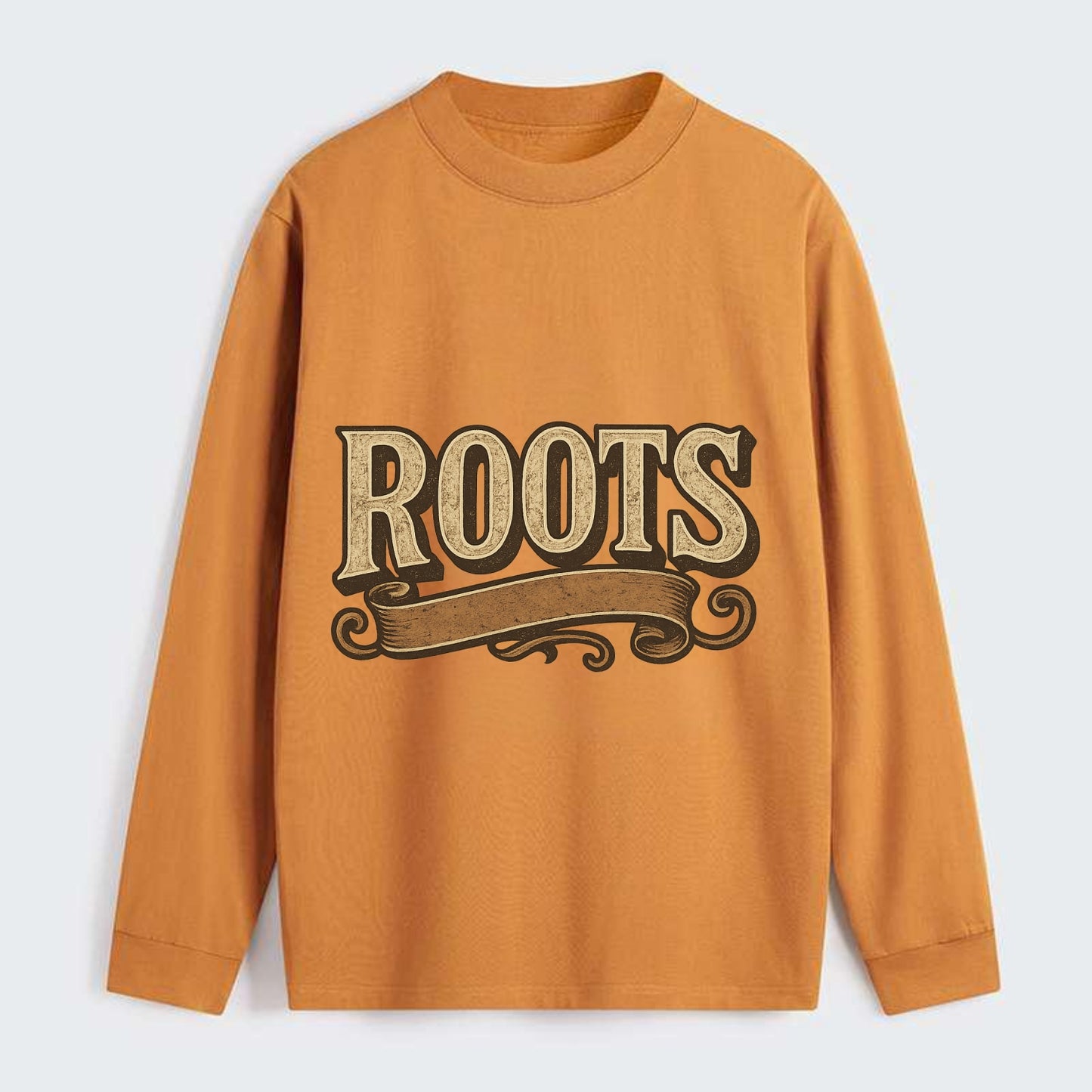 Bold typography design - "ROOTS" - where you come from, heritage - Classic Long Sleeve Shirt - Orange