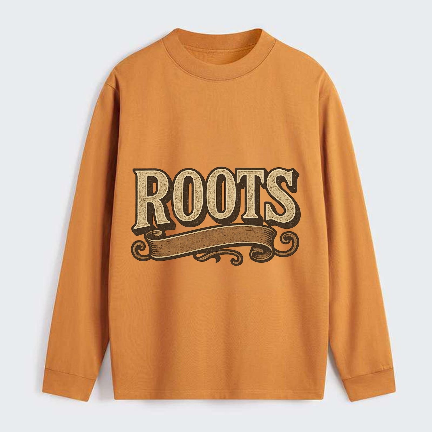 Bold typography design - "ROOTS" - where you come from, heritage - Classic Long Sleeve Shirt - Orange