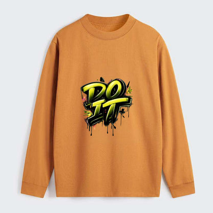 Bold typography design - "DO IT" - just do it, stop waiting - Classic Long Sleeve Shirt - Orange