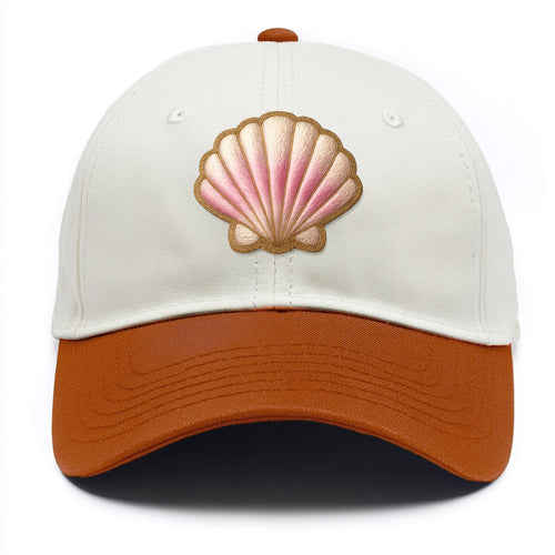 SEASHELL SCALLOP - scallop shell in cream and pink , beach - Two Tone Cap
