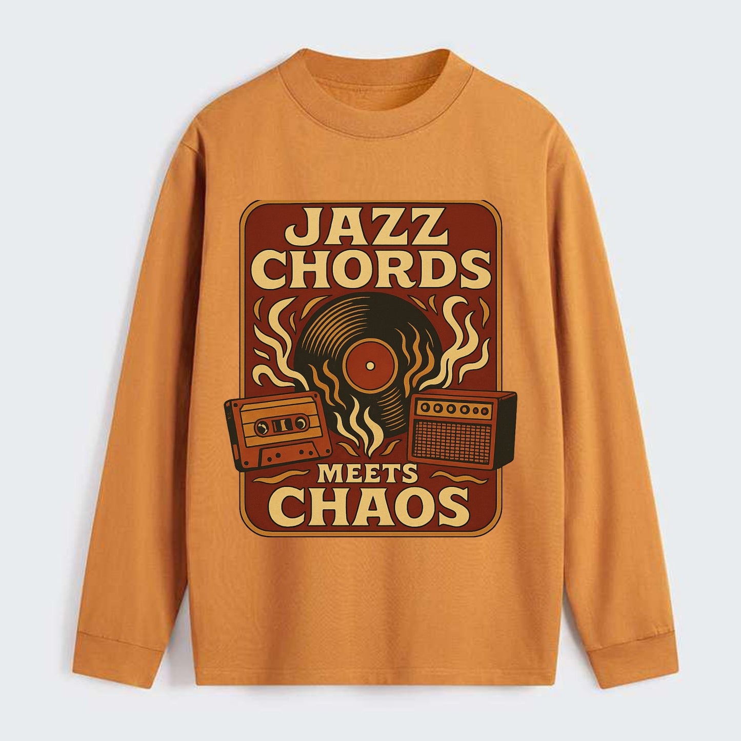 Jazz chords with hyperpop energy - "Jazz Meets Chaos" - unexpected - Classic Long Sleeve Shirt - Orange