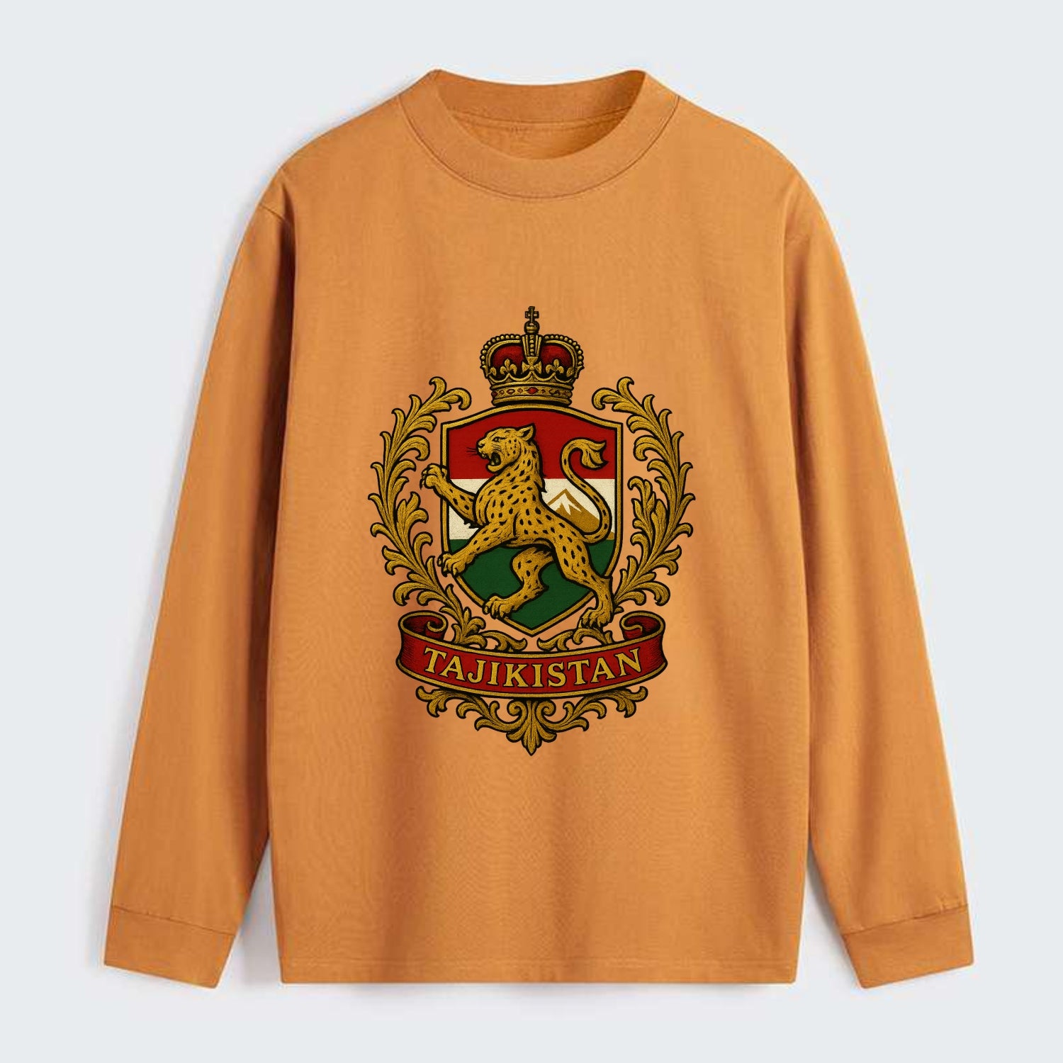 Tajikistan Heritage Badge - Classic Long Sleeve Shirt - Orange
