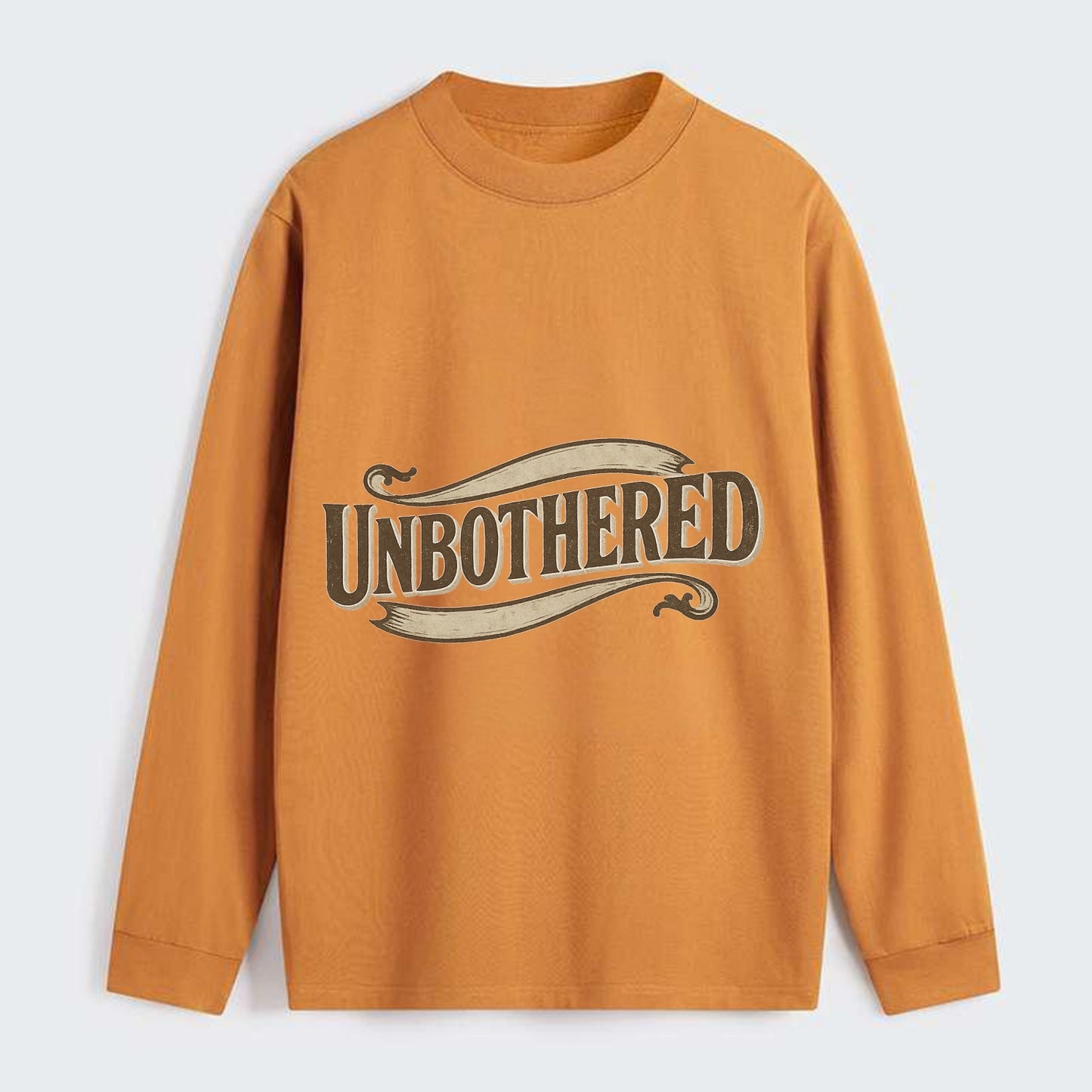Bold typography design - "UNBOTHERED" - not affected, staying calm - Classic Long Sleeve Shirt - Orange