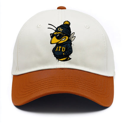 Atlanta Yellow Jacket wearing Georgia Tech beanie with GT patch - Two Tone Cap - Orange