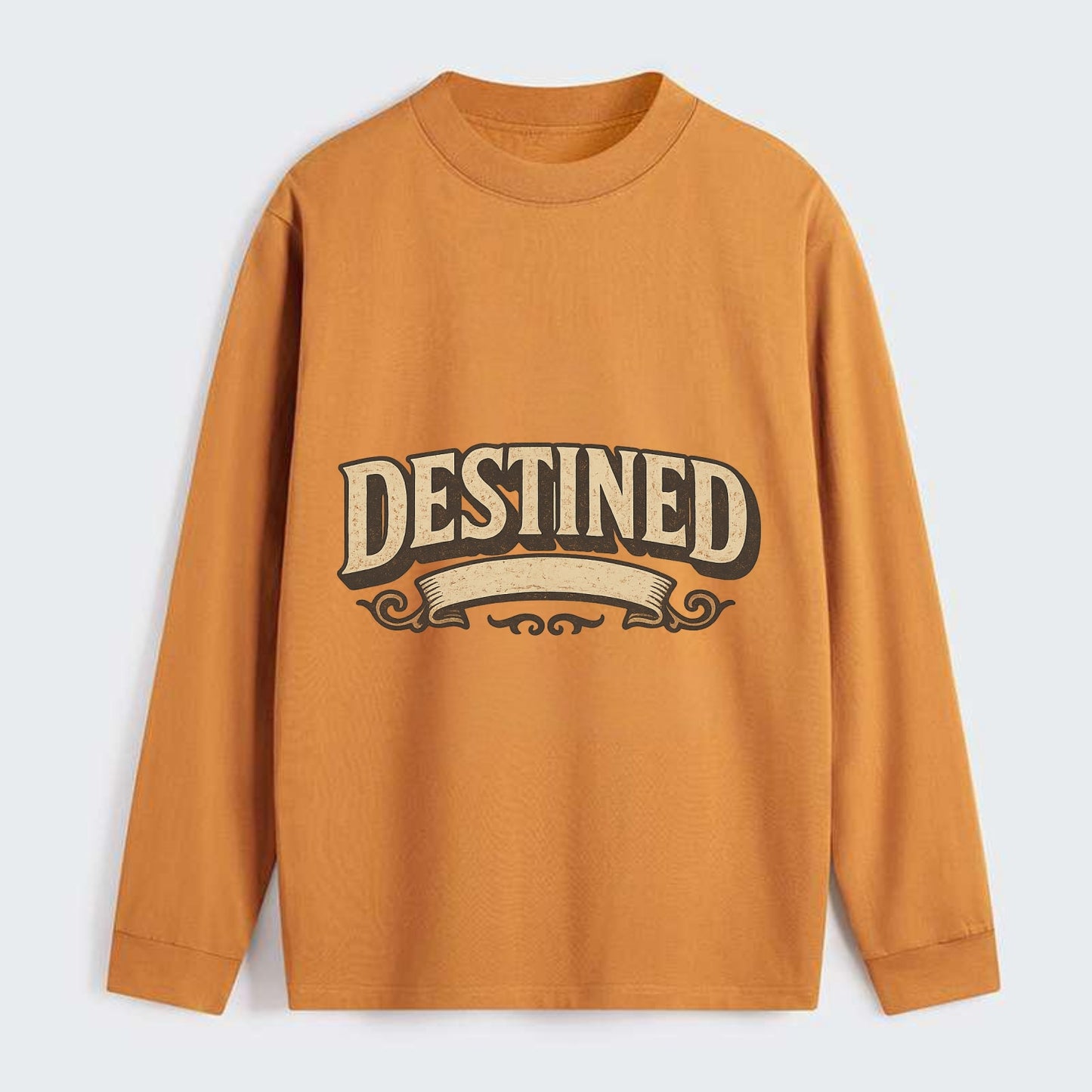 Bold typography design - "DESTINED" - fated for greatness - Classic Long Sleeve Shirt - Orange