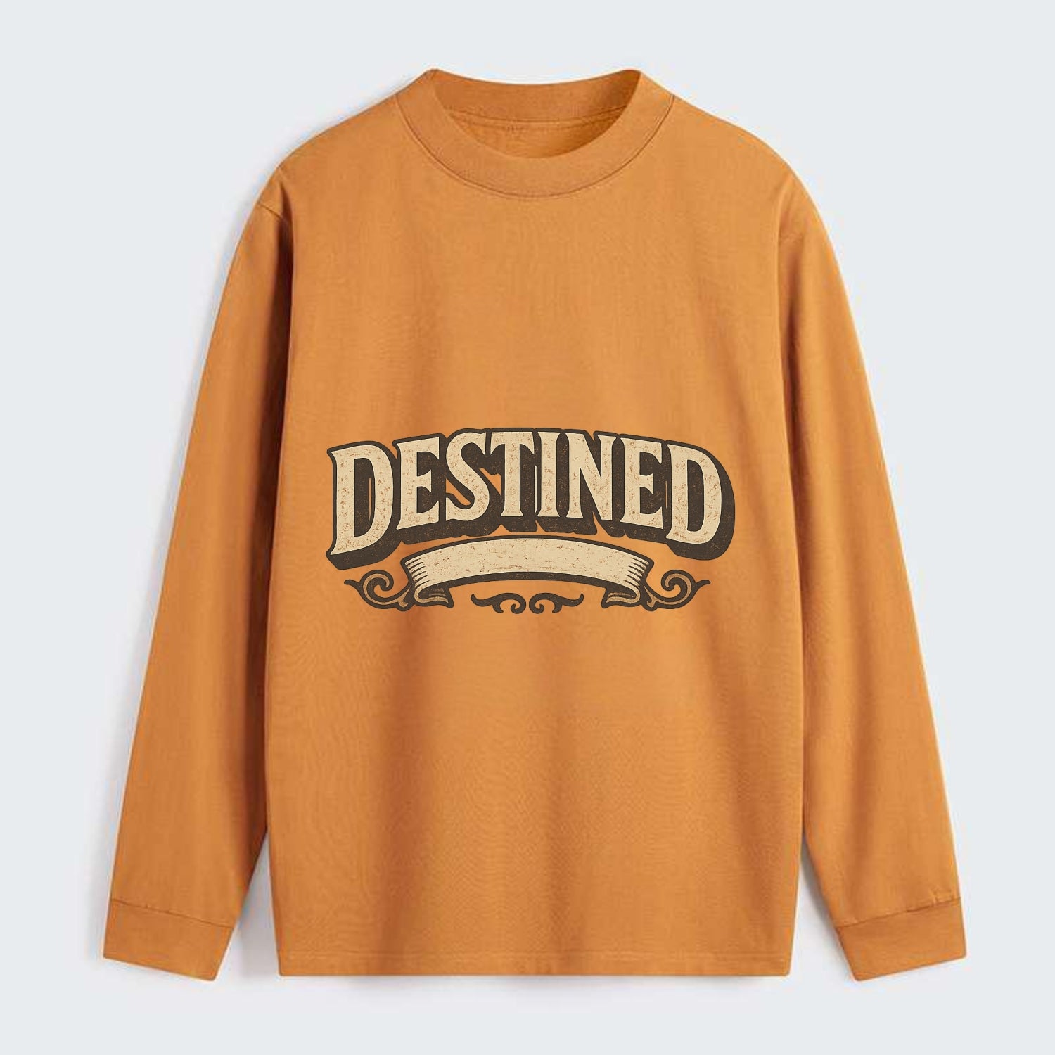 Bold typography design - "DESTINED" - fated for greatness - Classic Long Sleeve Shirt - Orange