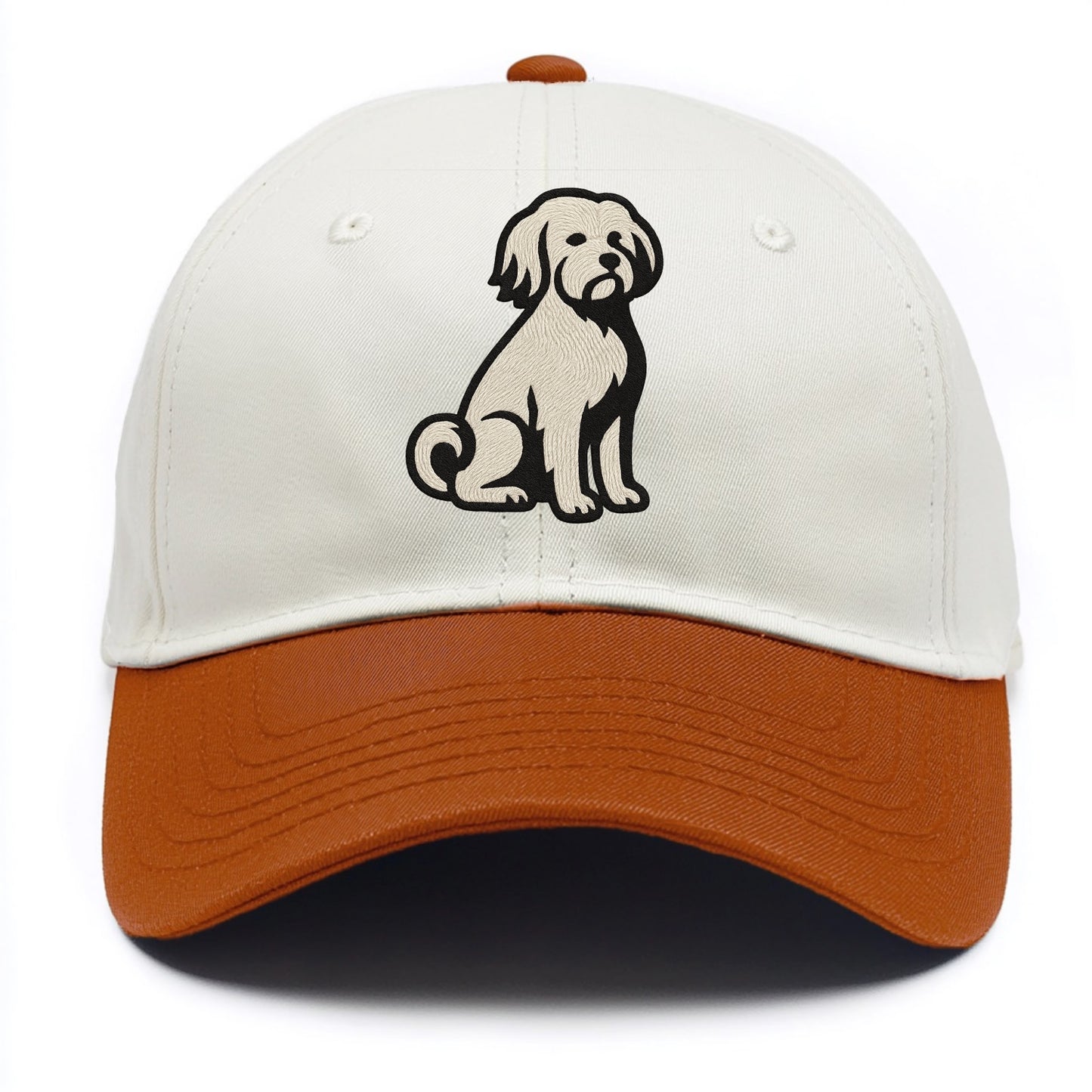 Löwchen - Little Lion Dog white embroide - Two Tone Cap - Orange