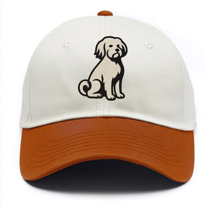 Löwchen - Little Lion Dog white embroide - Two Tone Cap - Orange