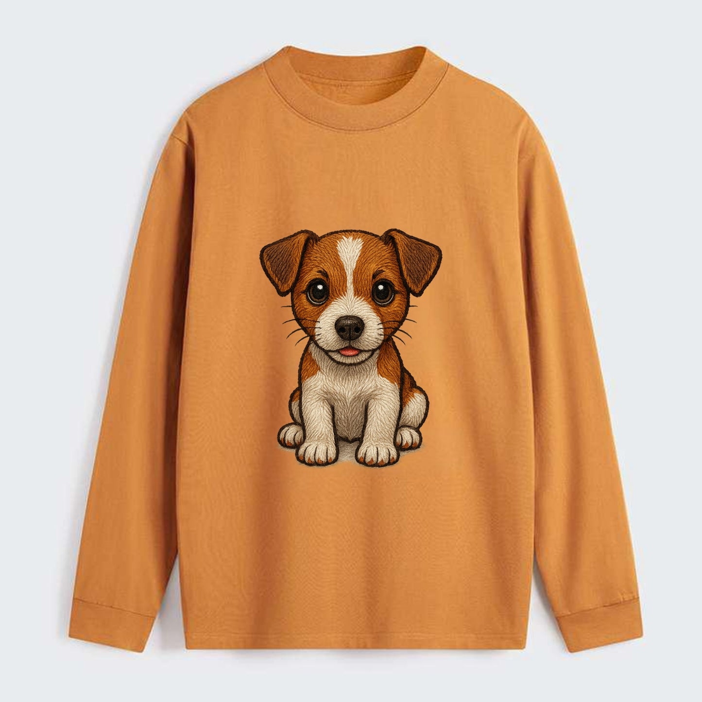 Baby Jack Russell Terrier Puppy - white with markings, alert ears, - Classic Long Sleeve Shirt - Orange