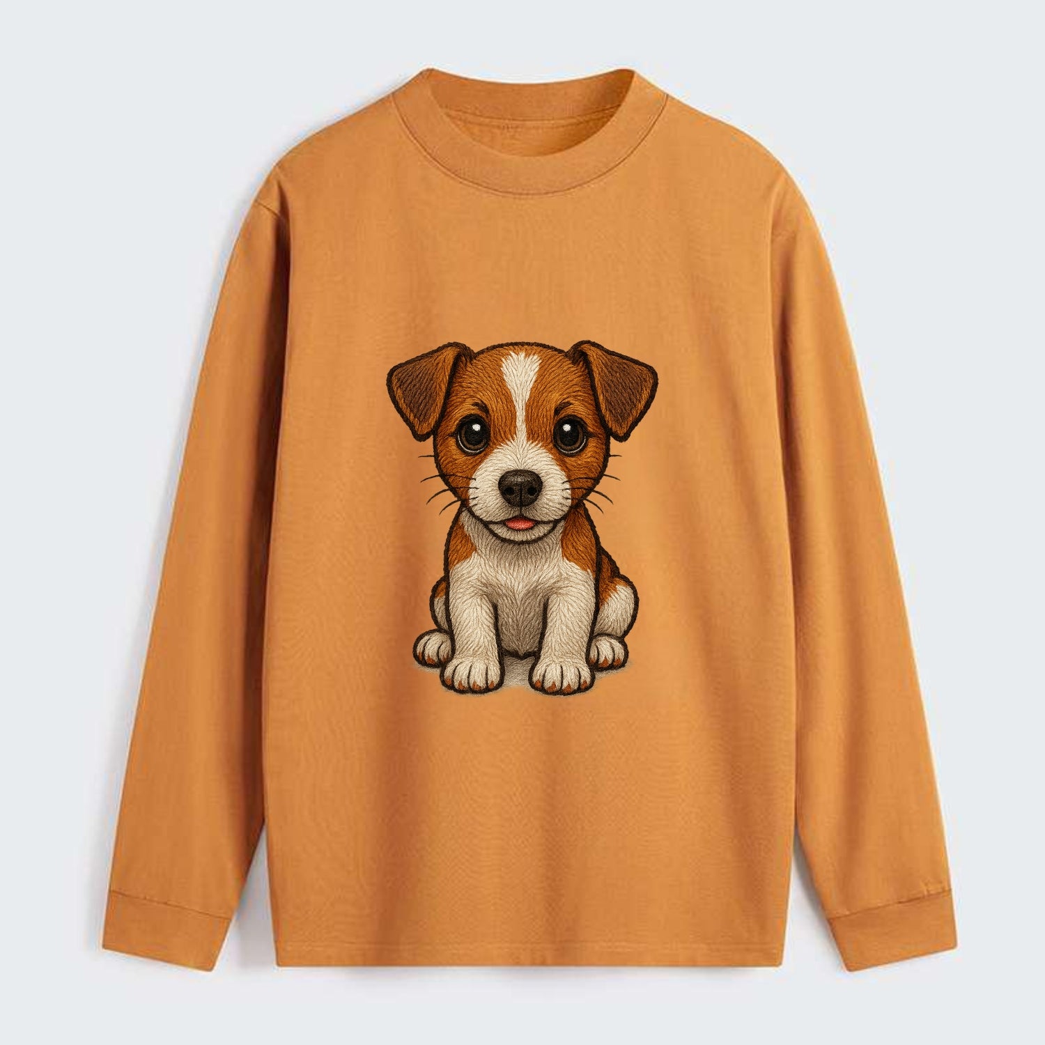 Baby Jack Russell Terrier Puppy - white with markings, alert ears, - Classic Long Sleeve Shirt - Orange