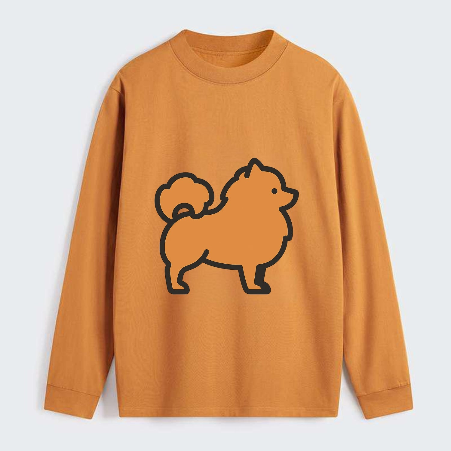 Pomeranian - Orange fluffy flat side profile - Classic Long Sleeve Shirt - Orange