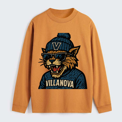 Villanova Wildcat wearing Villanova beanie with V patch - Classic Long Sleeve Shirt - Orange
