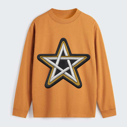 PENTAGRAM STAR - five point star in silver , protection - Classic Long Sleeve Shirt - Orange