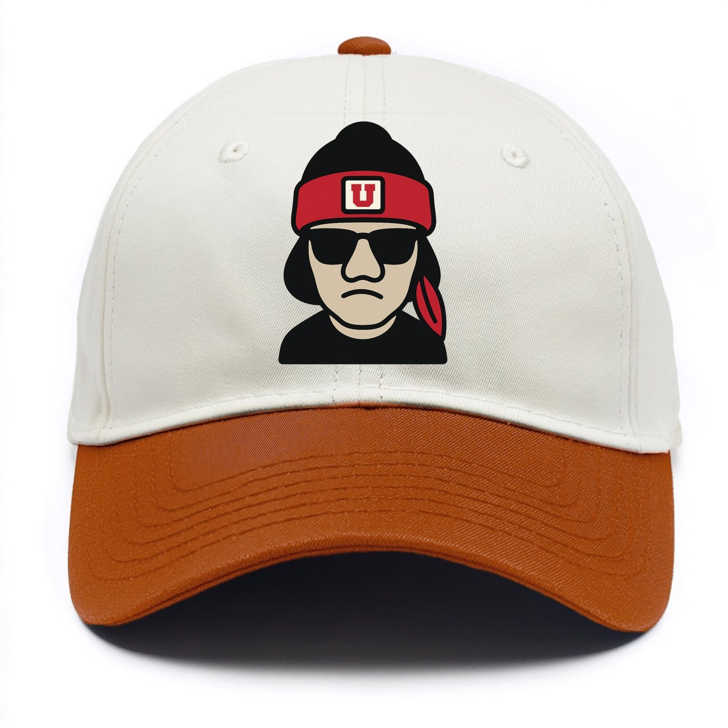 Salt Lake Ute wearing Utah beanie with U patch - Two Tone Cap - Orange